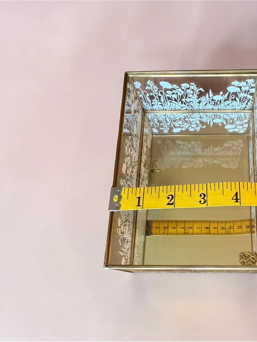 C&C California Home Floral Painted Glass Jewelry Trinket Box